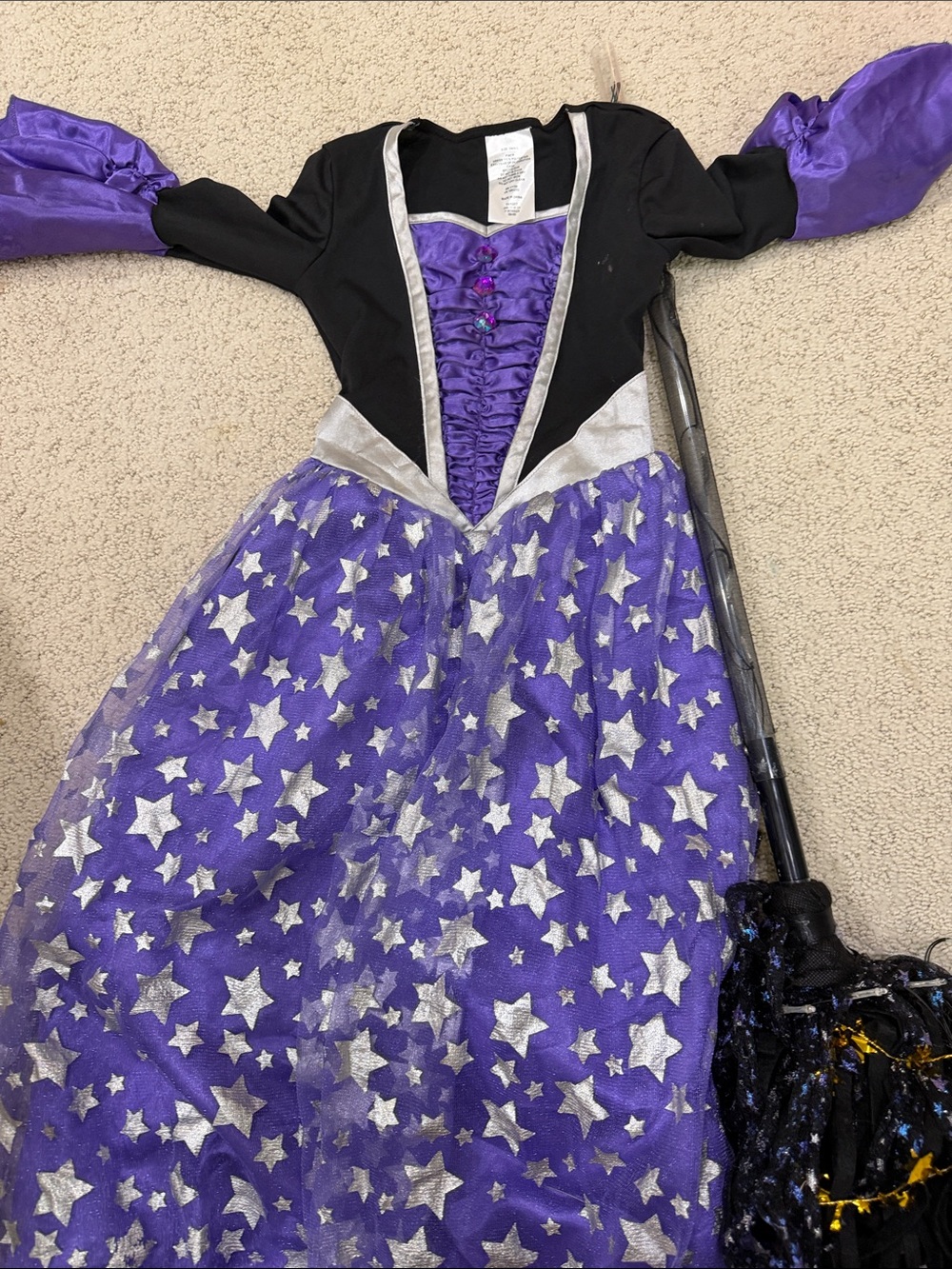 Target Purple and Silver Star Witch Costume with Broom